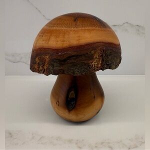 Handmade hand carved wood mushroom figure  for home decor.